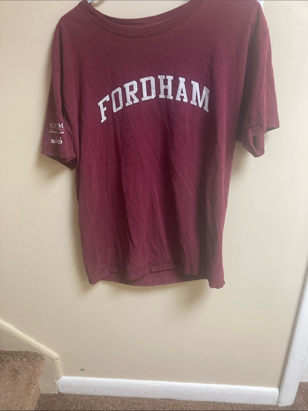 Hanes Fordham Maroon Short-Sleeve Crewneck T-Shirt